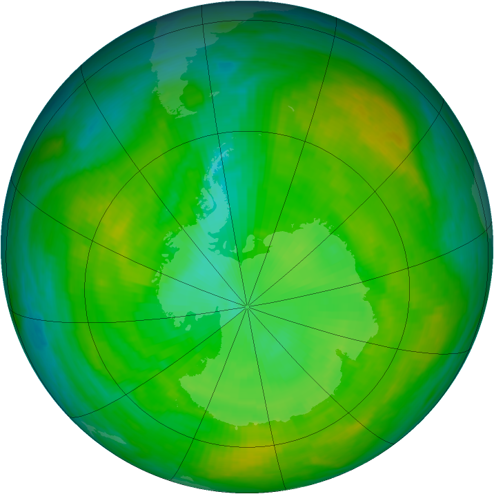 Antarctic ozone map for 12 December 1983